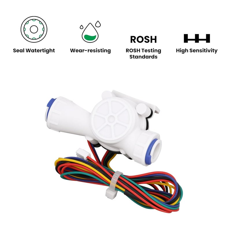 Watflow G3/8" Quick Connection Water Flow Sensor, Water Flow Sensor, Food-Grade Flowmeter, Pulse & Temperature Output, for Water Purifiers, Coffee Machines,0.5-6L/min - Image 5